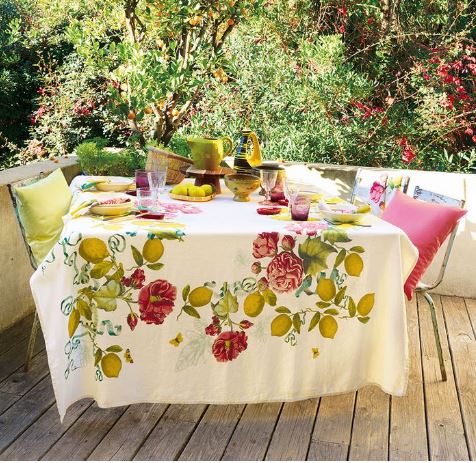 Citrons De Menton Romance Tablecloth, 100% Linen