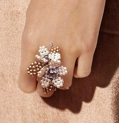 Double Bloom Pearl Ring