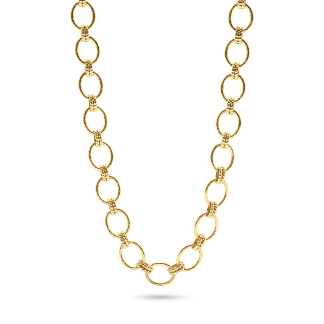 Cleopatra Grande Link Necklace in Hammered Gold