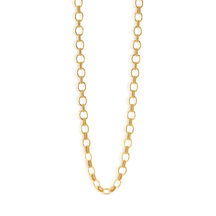 Cleopatra Small Link Necklace in Hammered Gold