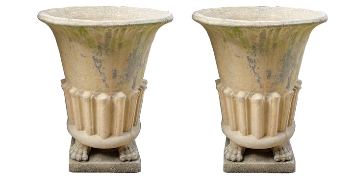 Pair of Mid-Century Concrete Urns