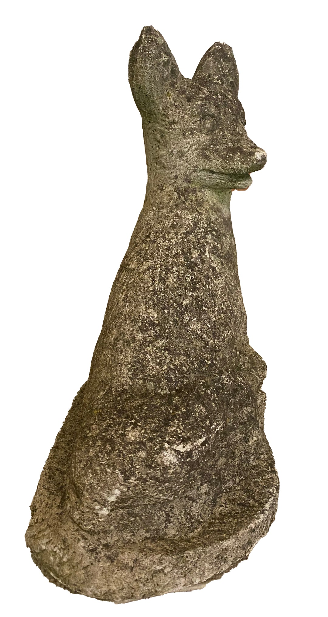 Vintage Cast Stone Fox Sculpture