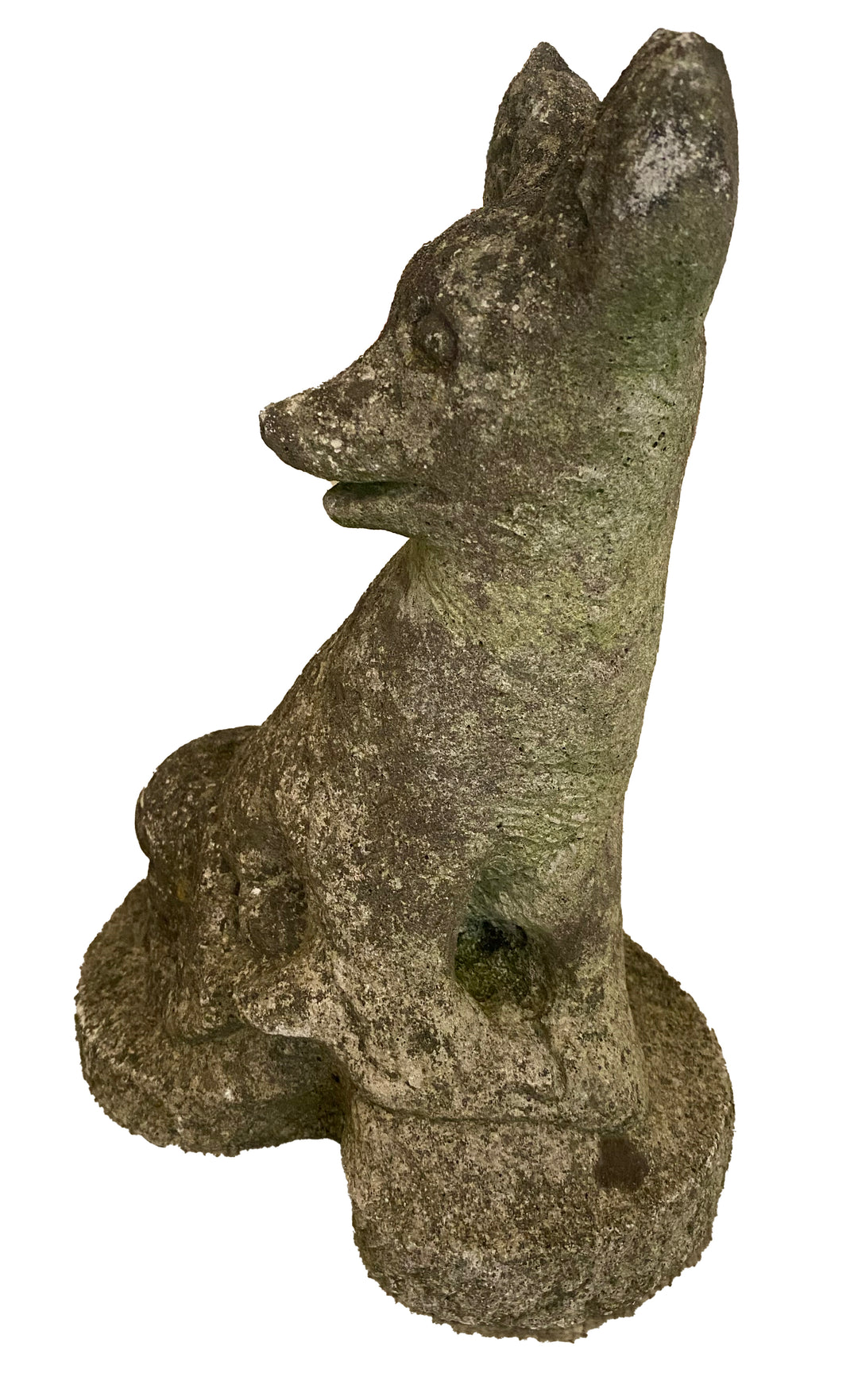 Vintage Cast Stone Fox Sculpture