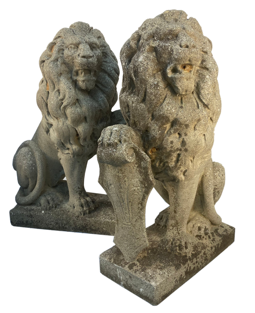 Pair of Vintage Concrete Lion Statues