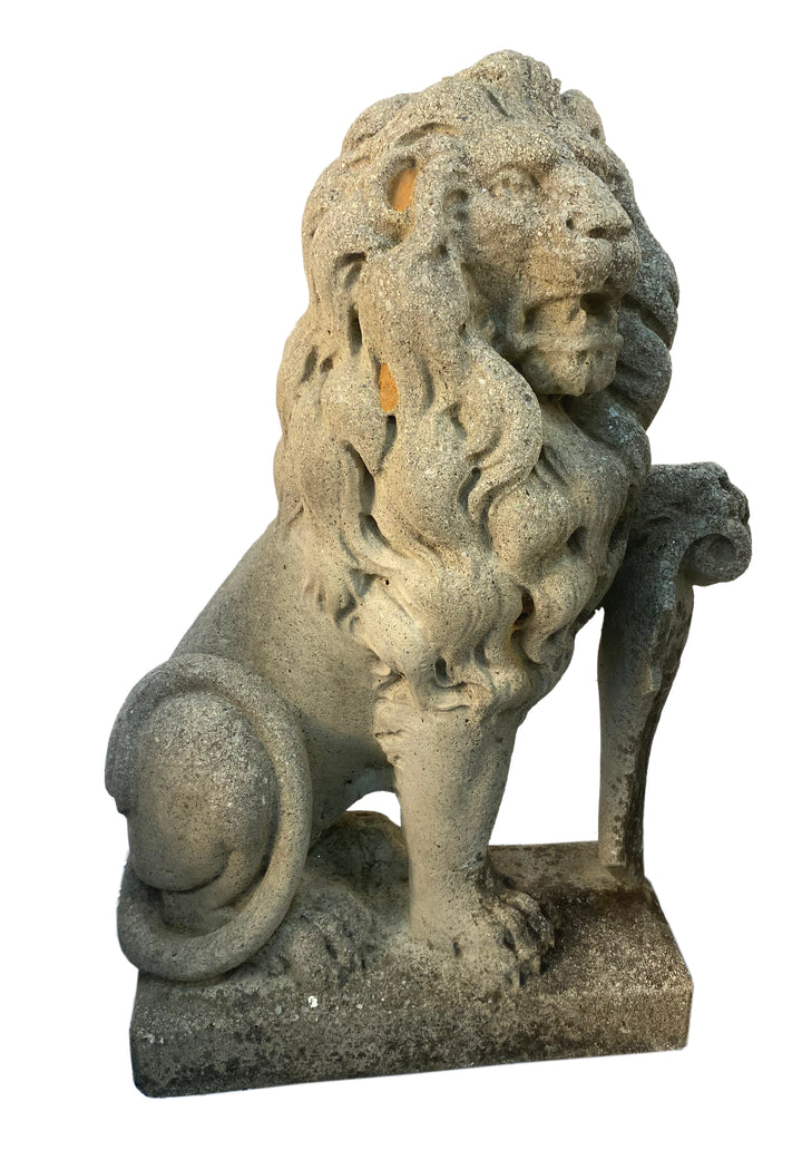 Pair of Vintage Concrete Lion Statues