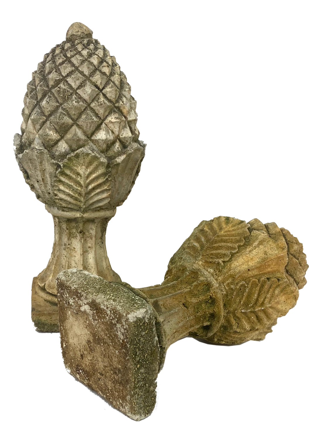 Pair of Concrete Vintage Garden Pineapple Finials