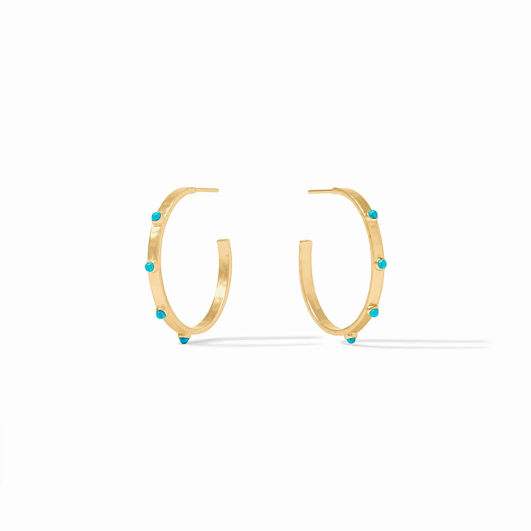Crescent Stone Hoop Earrings
