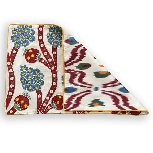 Antique Silk Suzani Double Sided Lumbar Pillow