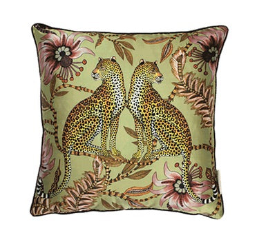 Ardmore Silk Pillow - Lovebird Leopard