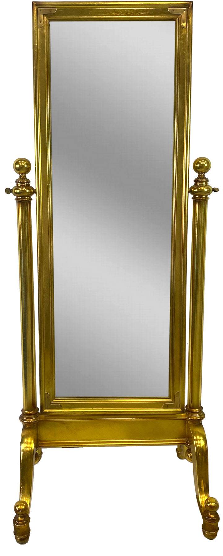 1970's Hollywood Regency Giltwood Cheval Floor Mirror