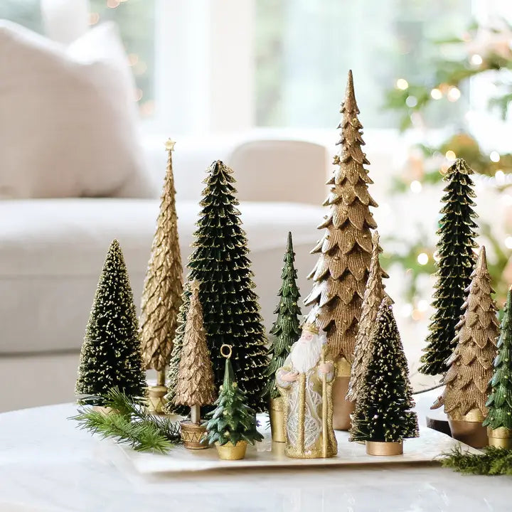 Neo Holly Topiary Tree with Star in Antique Gold
