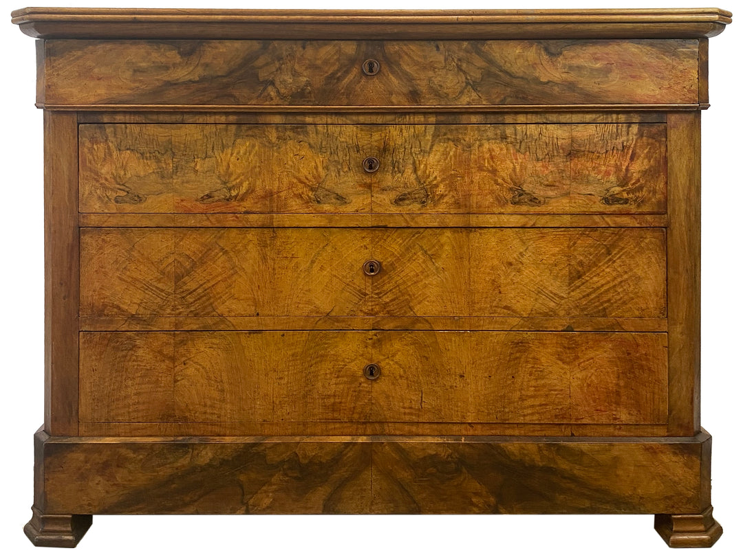 19th Century Louis Philippe Commode with Walnut Burl Veneer