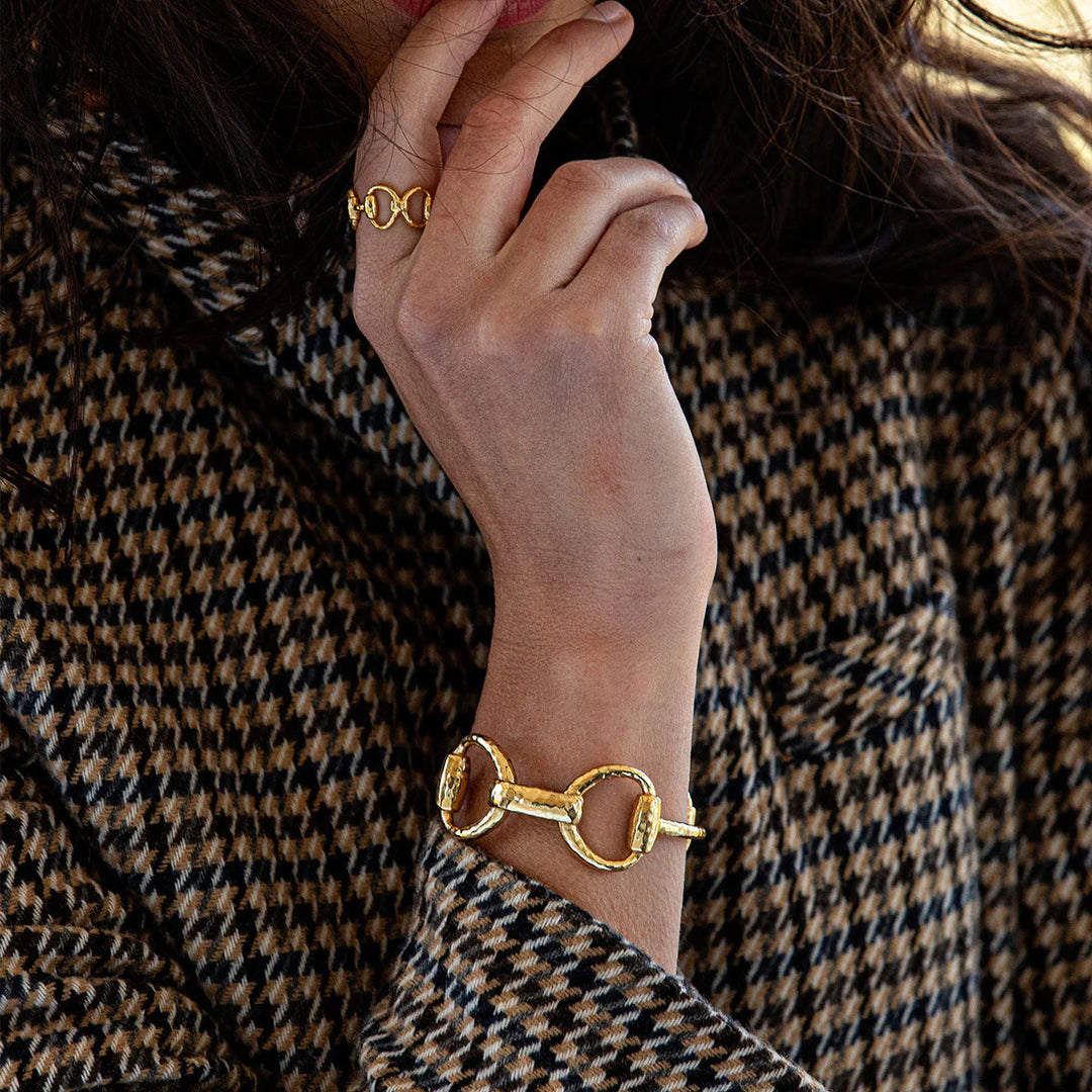 Equestrian Snaffle Bit Link Cuff in Gold