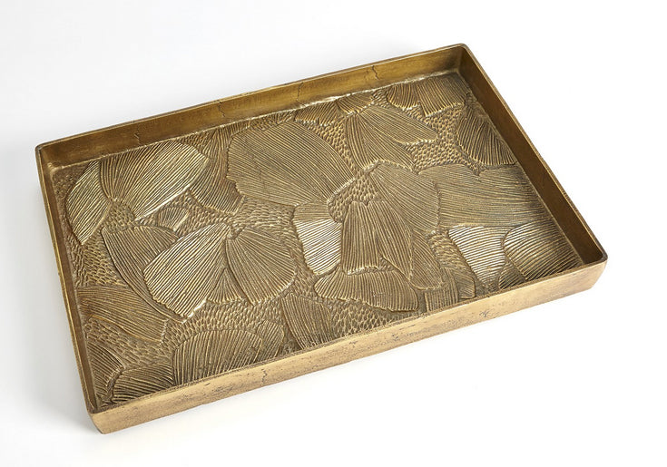 Antique Brass Floral Tray