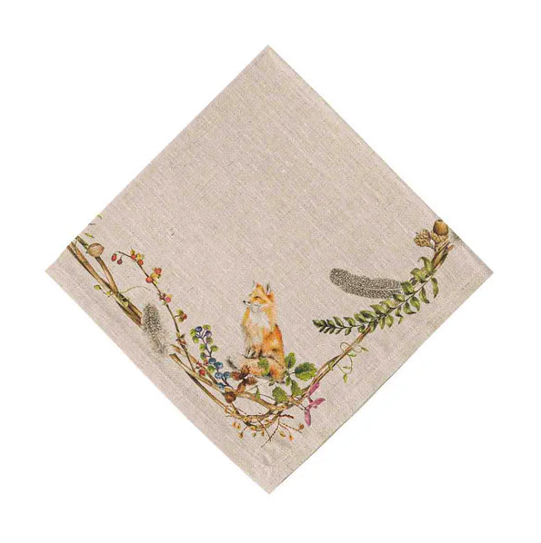 Forest Walk Cafe au Lait Napkins with Animals, Set of 2