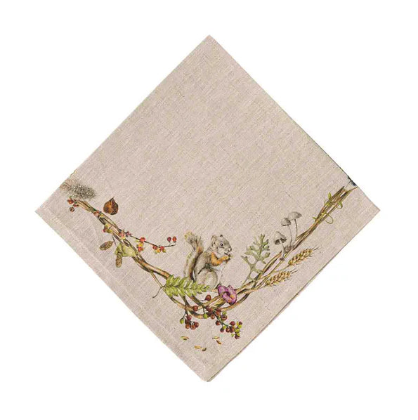 Forest Walk Cafe au Lait Napkins with Animals, Set of 2