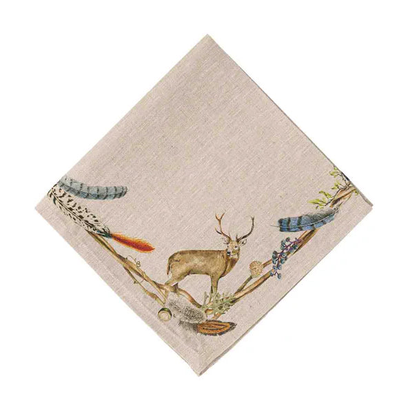 Forest Walk Cafe au Lait Napkins with Animals, Set of 2