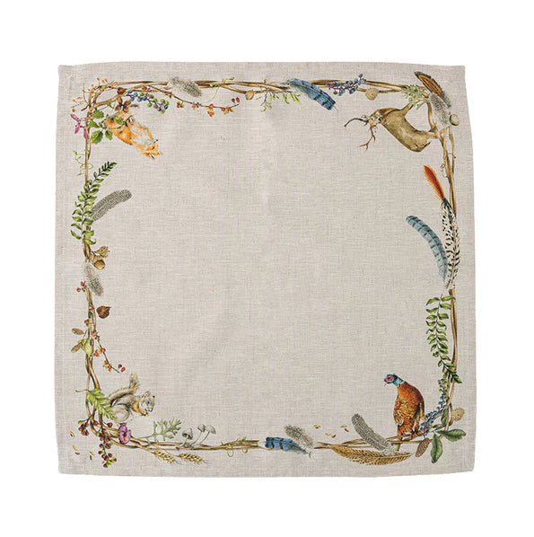 Forest Walk Cafe au Lait Napkins with Animals, Set of 2