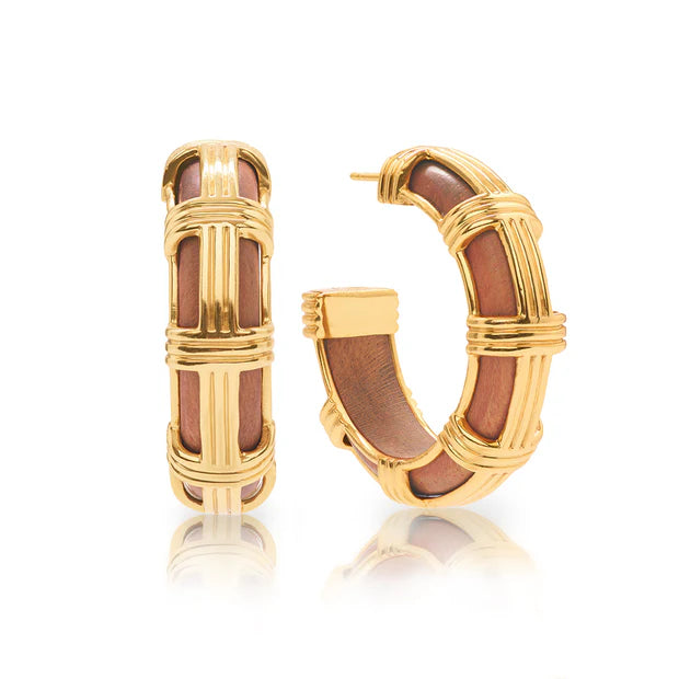 Gaia Cage Hoop Earrings-Teak