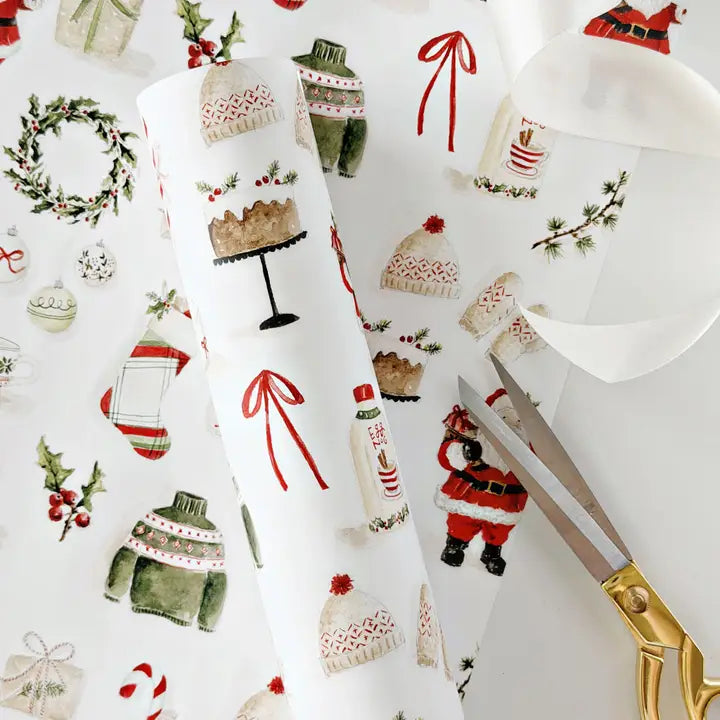 Christmas Watercolor Gift Wrap Paper