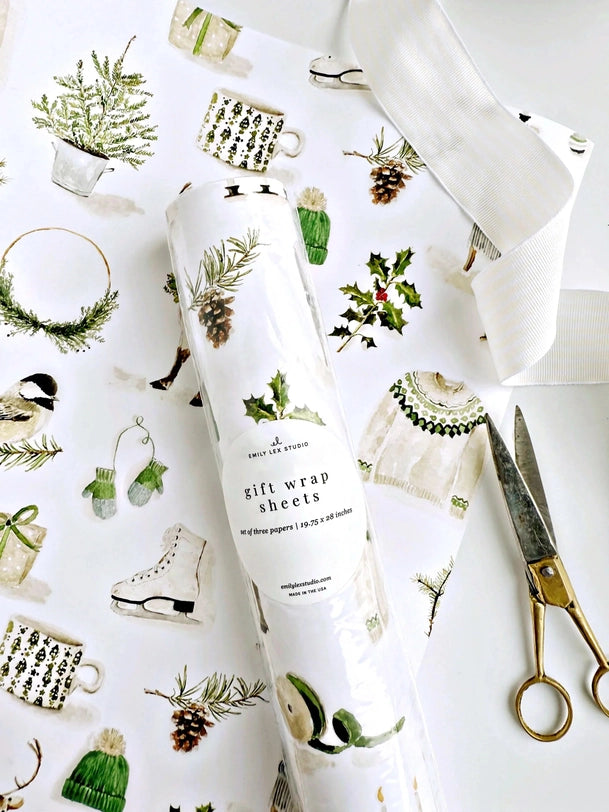 Christmas Watercolor Gift Wrap Paper