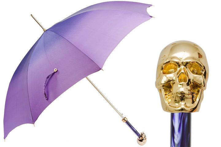 Umbrella - Golden Skull with Purple Ombre