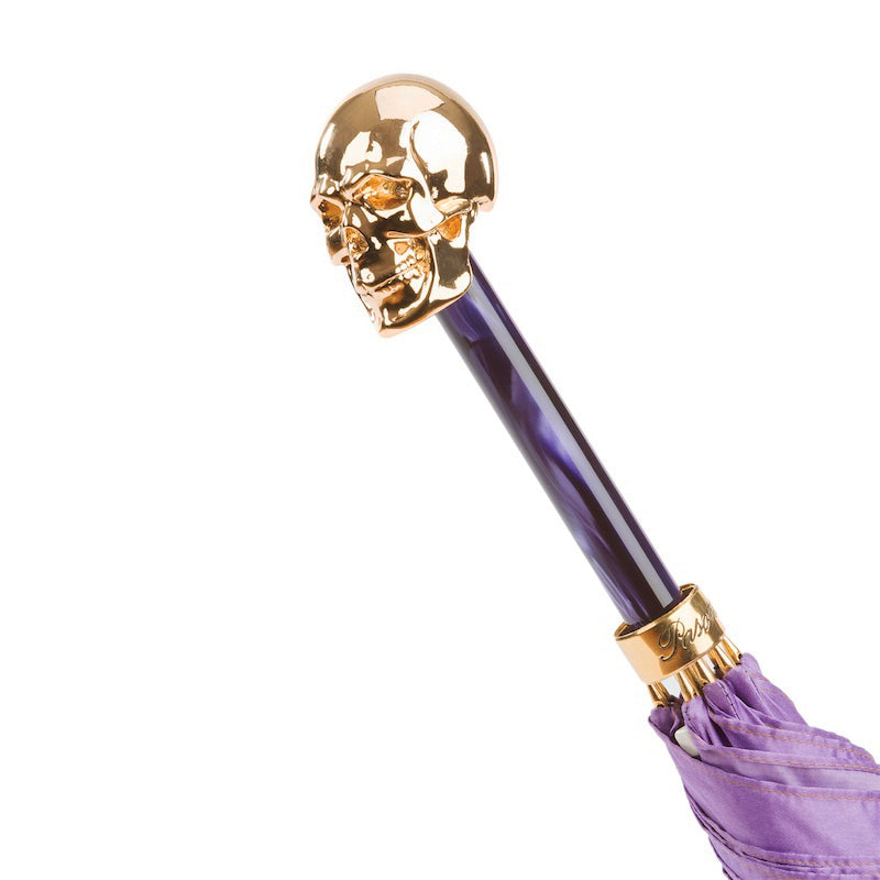 Umbrella - Golden Skull with Purple Ombre