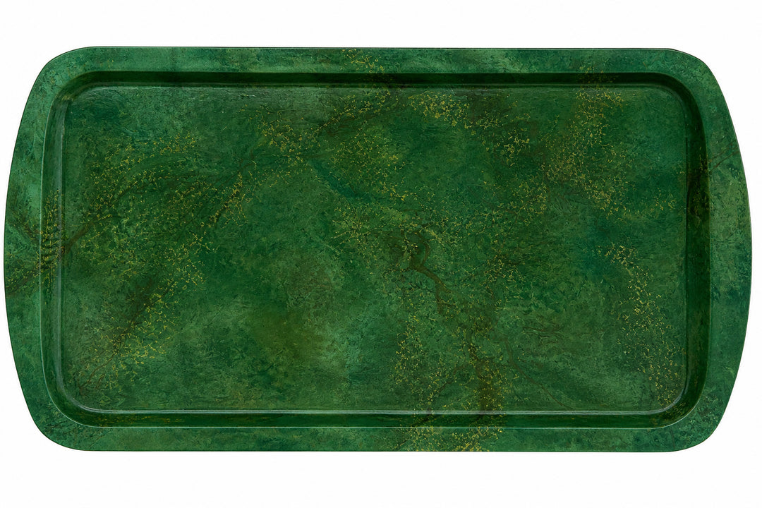 Mid-Century Faux Malachite Painted Serving Tray