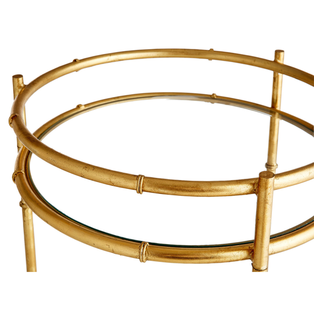 Round Gold Bamboo Bar Cart