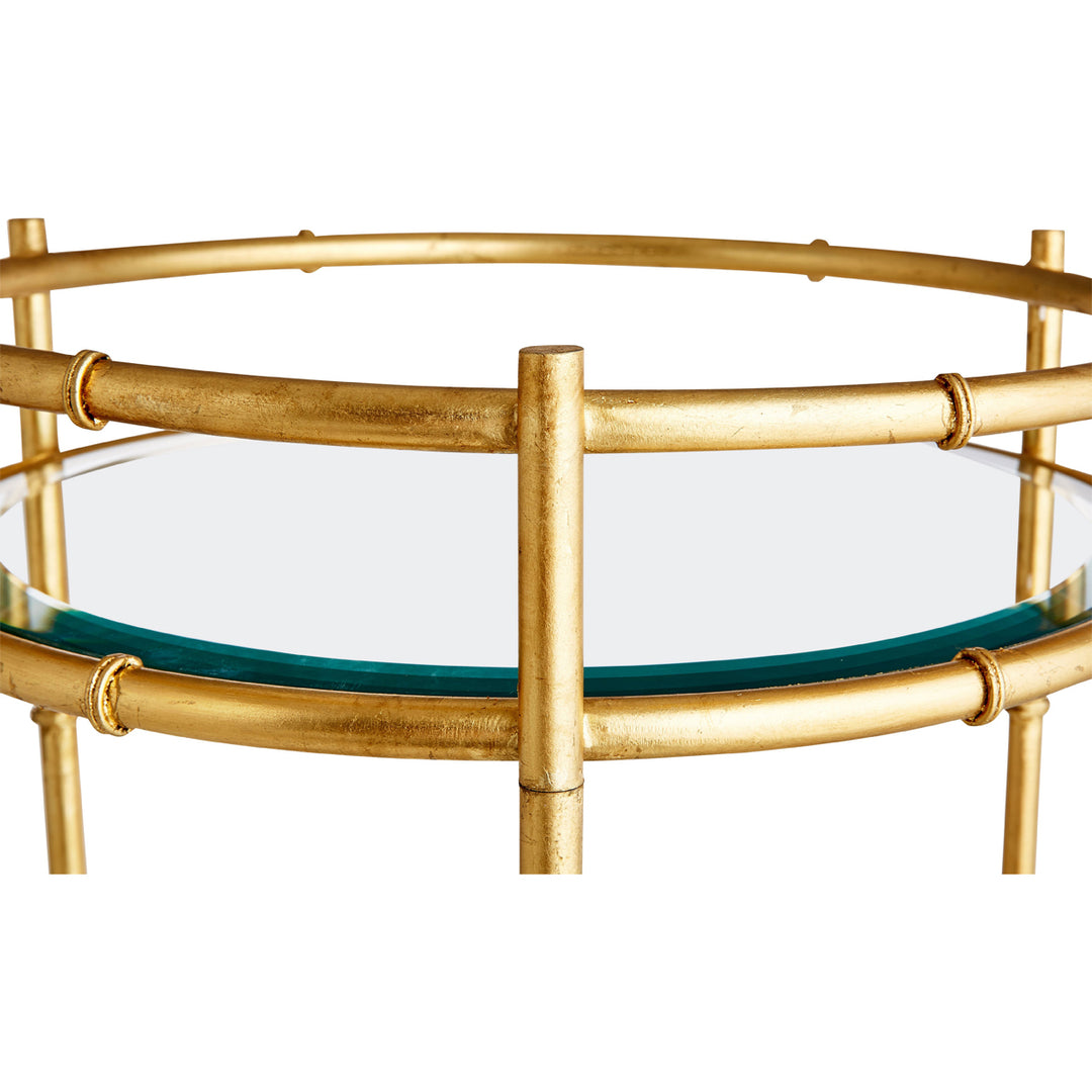 Round Gold Bamboo Bar Cart
