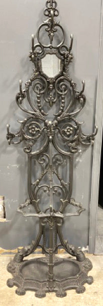 Cast Iron Victorian Hall Tree or Coat Rack