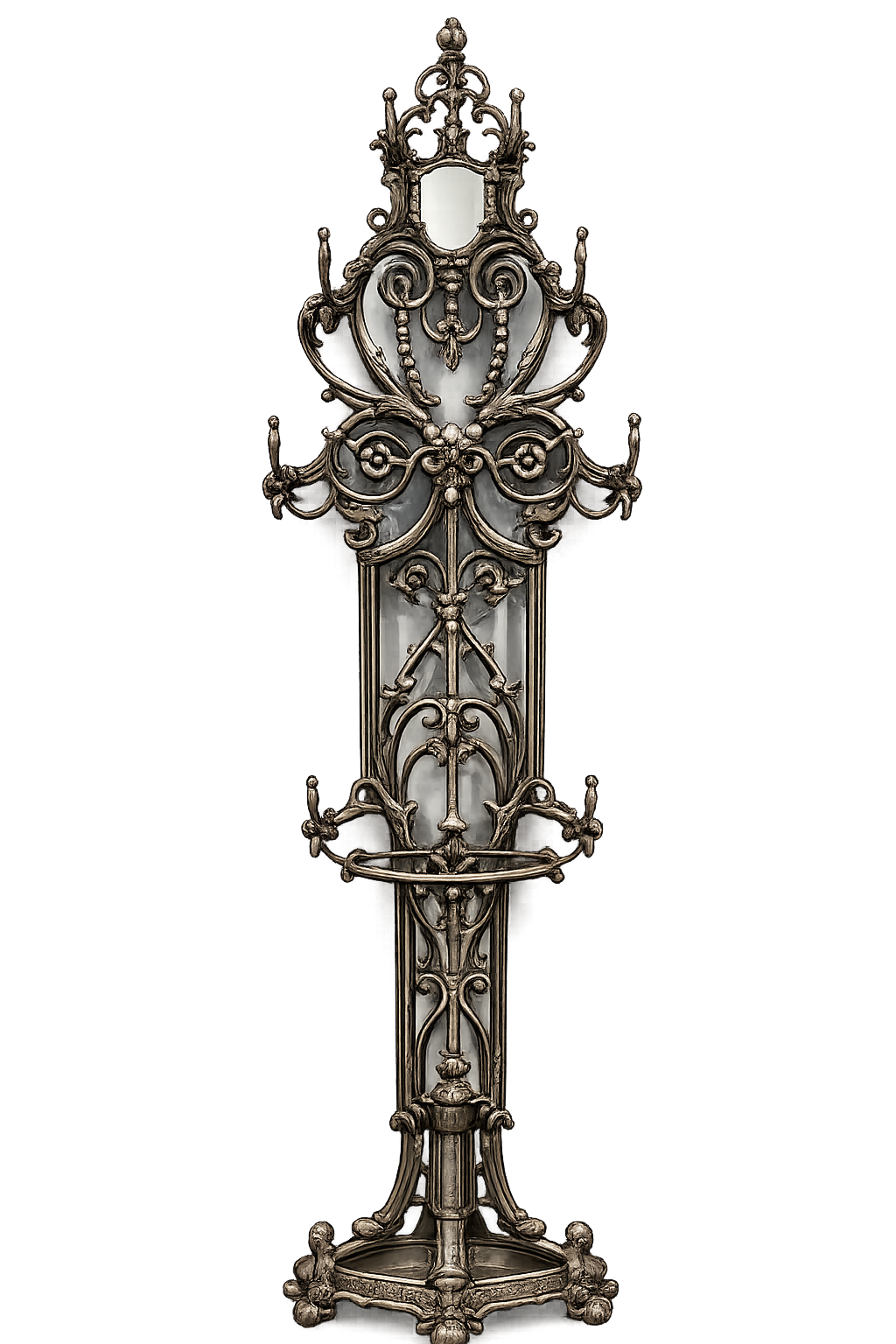 Cast Iron Victorian Hall Tree or Coat Rack