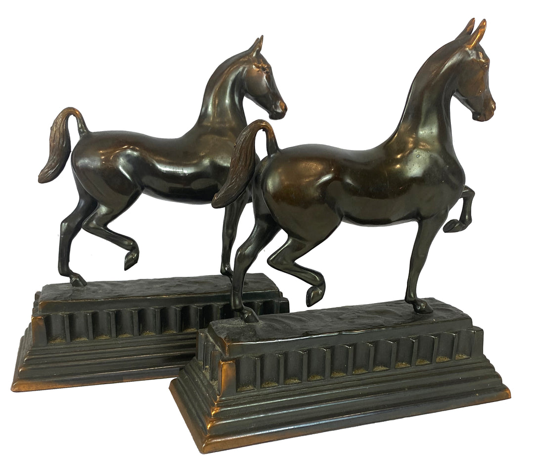 Original Pair of Bronze Horse Bookends