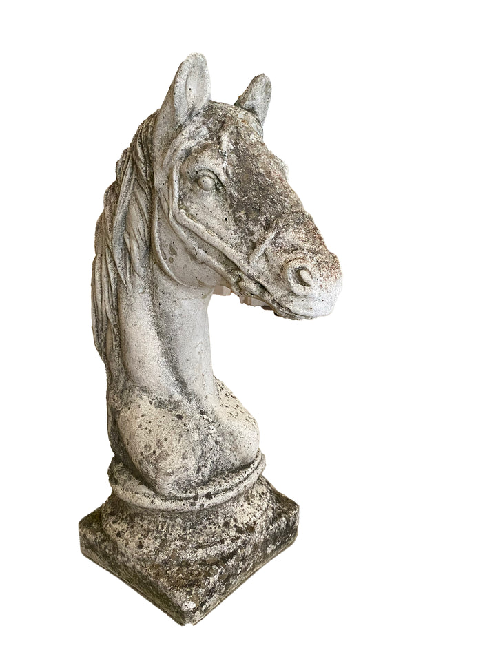 Vintage Cast Stone Horse Head Sculpture