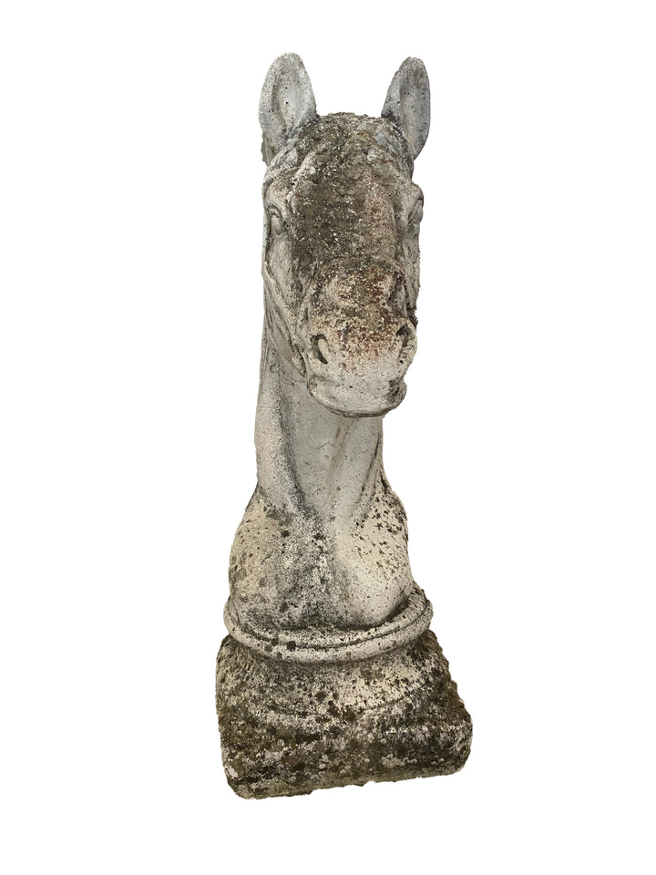 Vintage Cast Stone Horse Head Sculpture