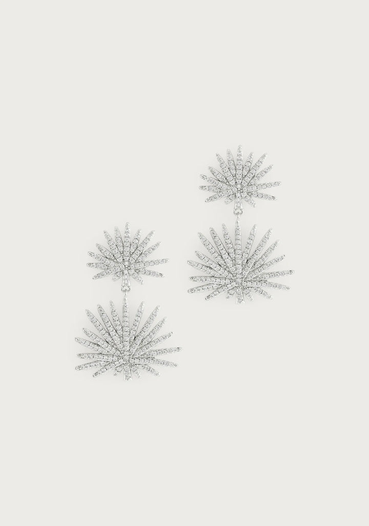 Palm Pavé Double Fan Palm Earrings