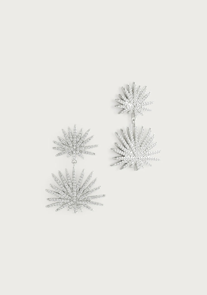 Palm Pavé Double Fan Palm Earrings