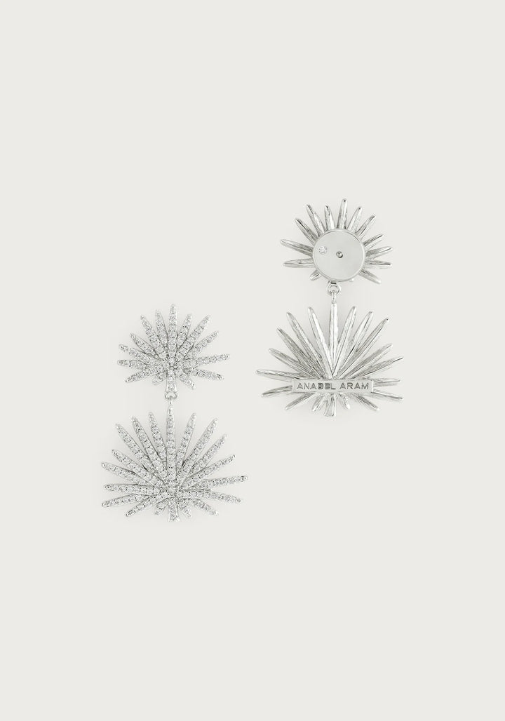 Palm Pavé Double Fan Palm Earrings