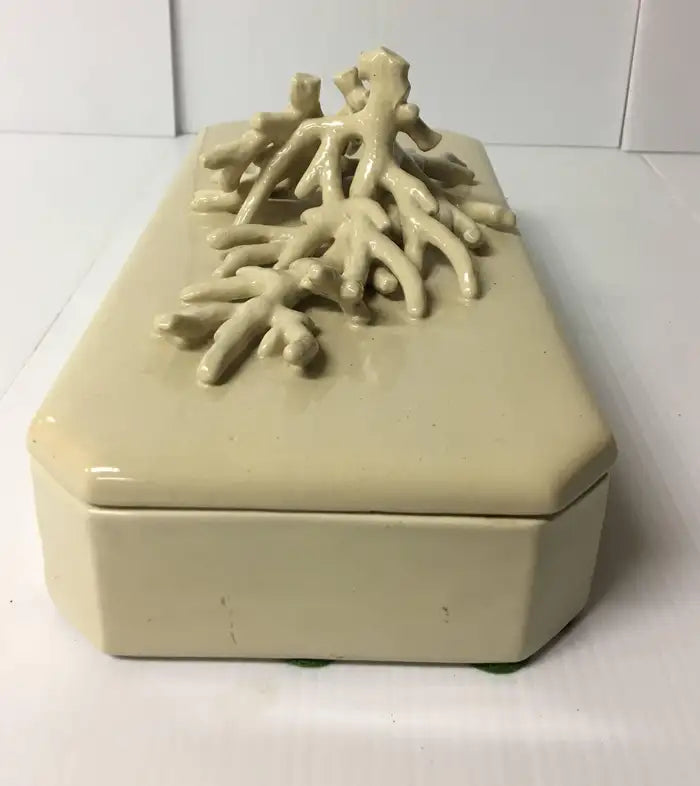 Italian Jewelry/Trinket Box with Faux Coral Handle