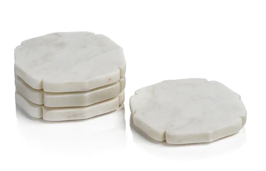 Pietre White Marble Coasters, Set of 4