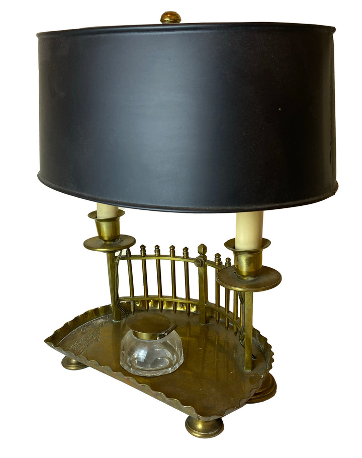 Vintage Brass Inkstand Table Lamp