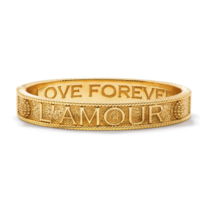 L'Amour Toujour Hinged Bangle in Gold