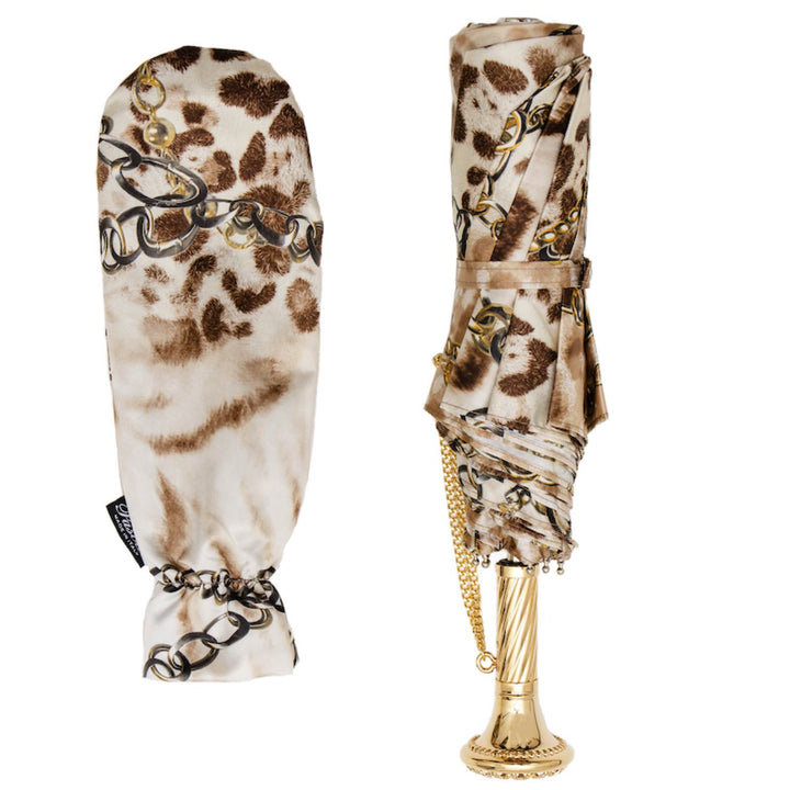 Folding Umbrella - Leopard Print and Chains