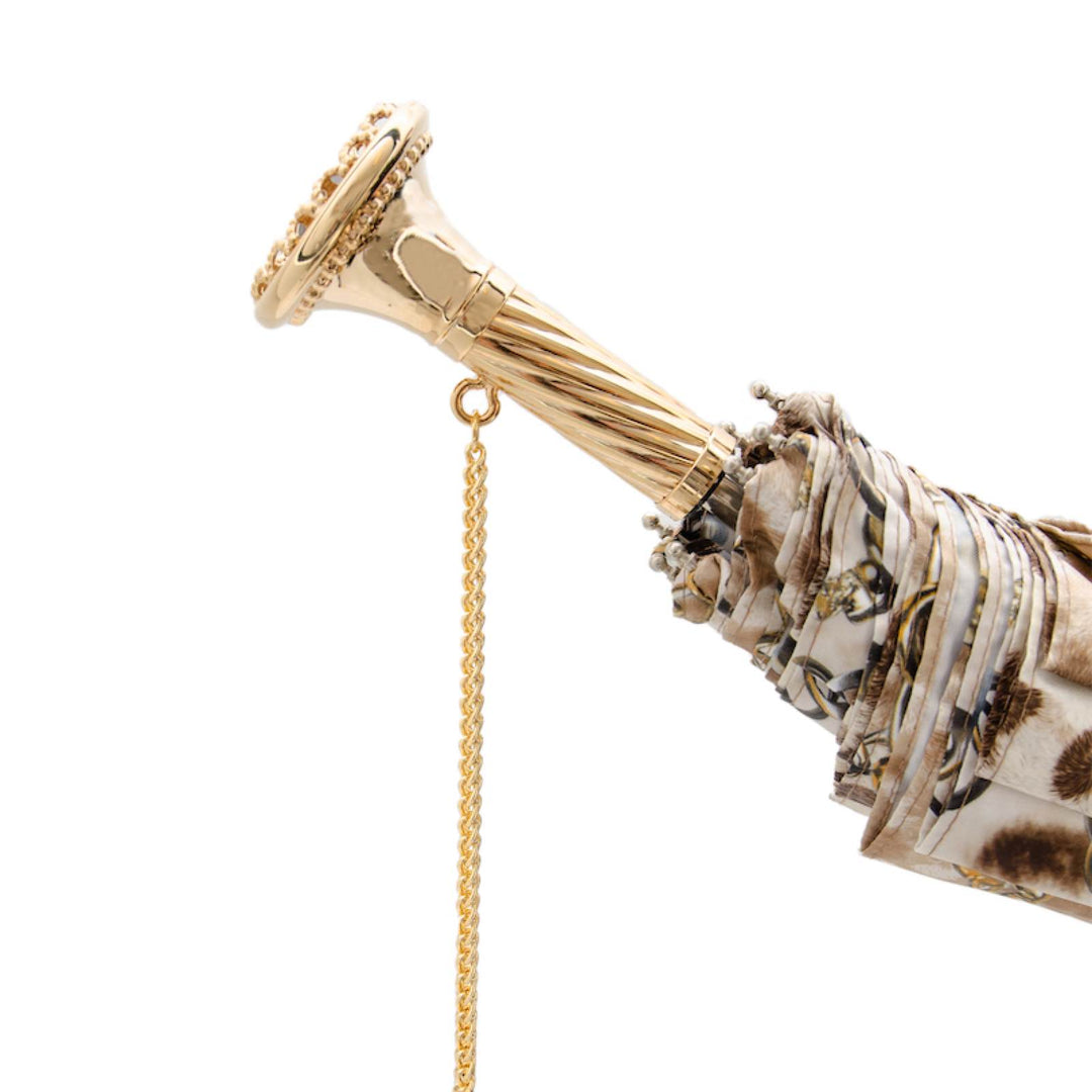 Folding Umbrella - Leopard Print and Chains