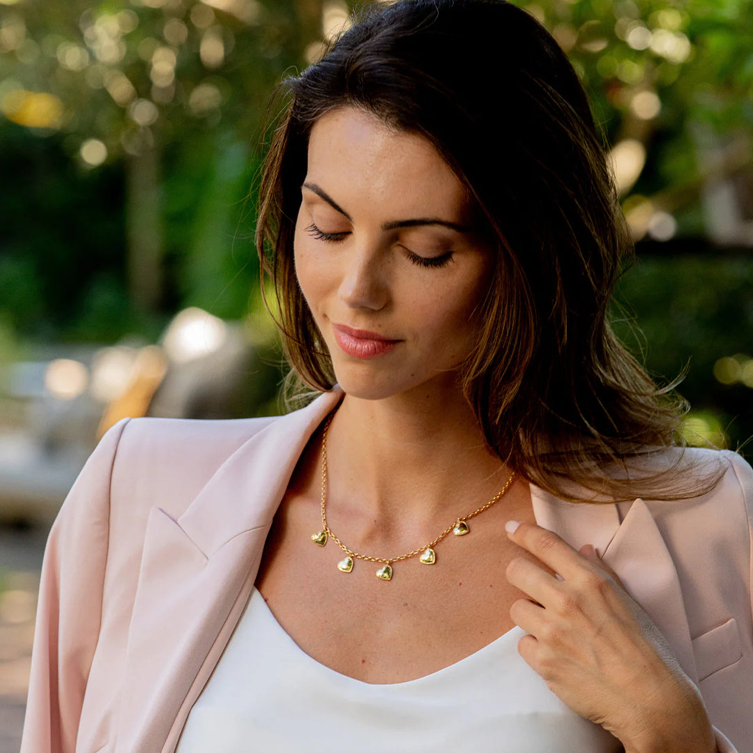 Love Heart Multi-Station Necklace, 16"+2"