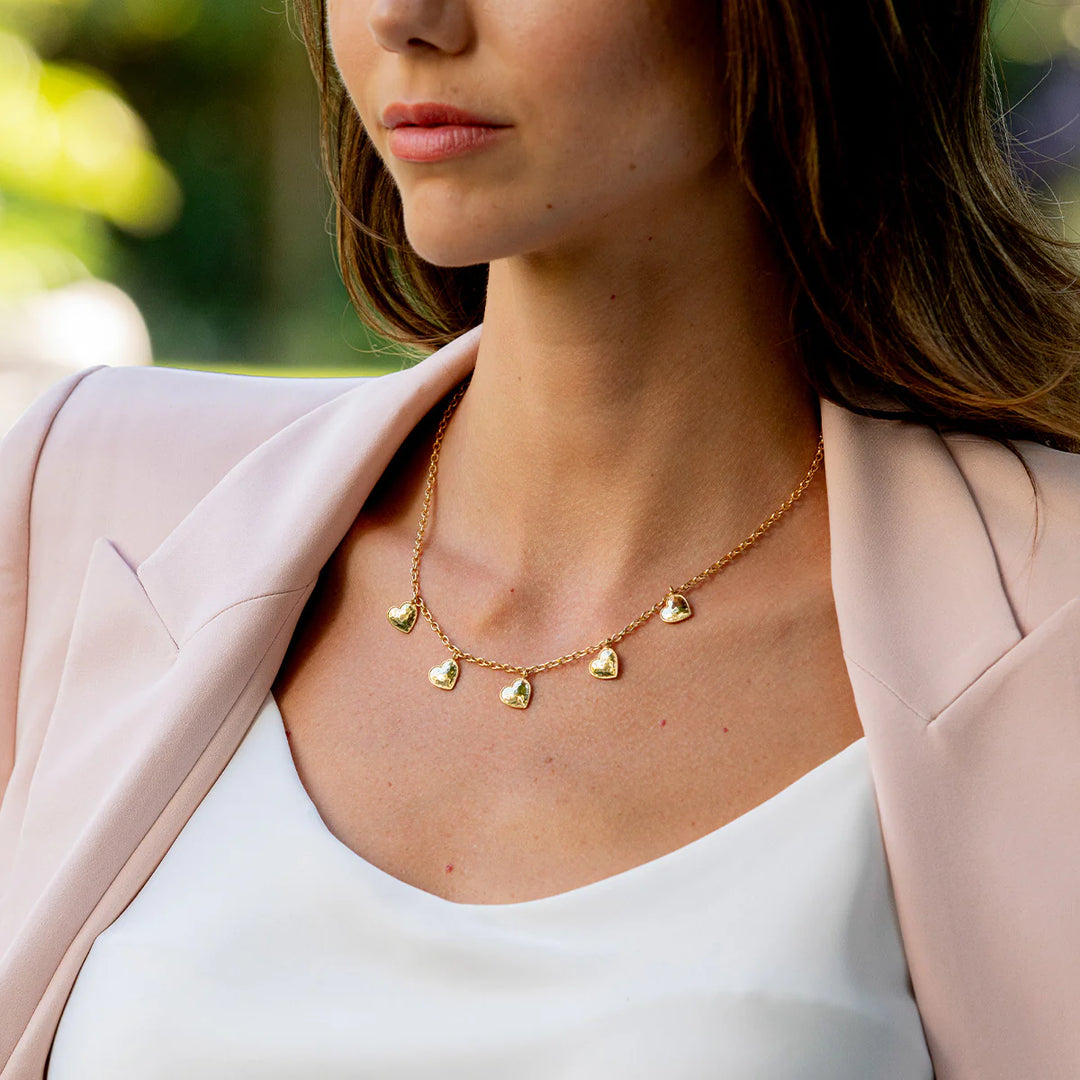 Love Heart Multi-Station Necklace, 16"+2"