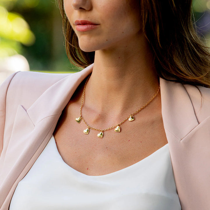 Love Heart Multi-Station Necklace, 16"+2"