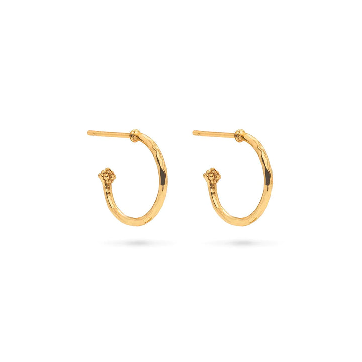 Love Hoop Earrings with Heart Charm-Gold