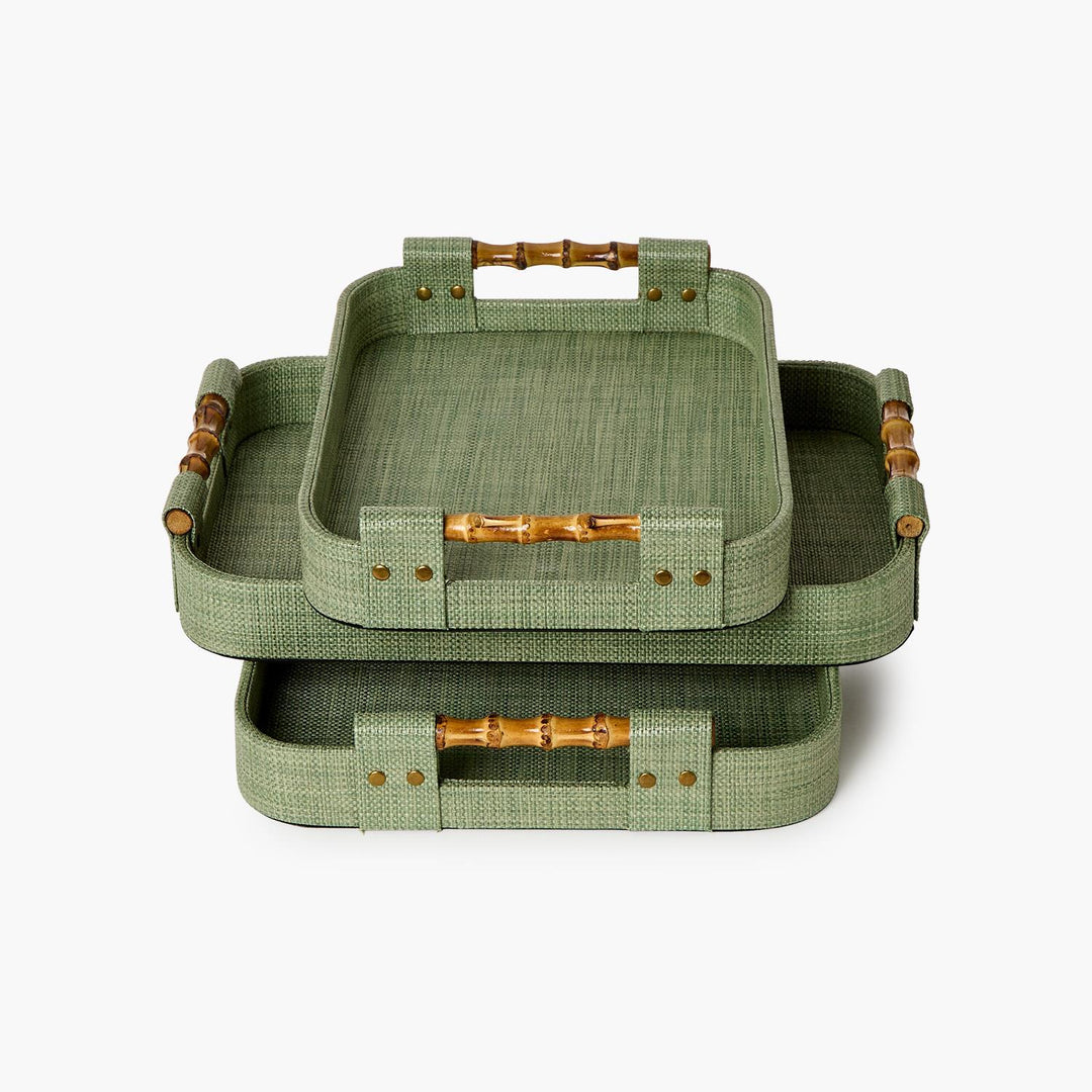 Monaco Green Faux Seagrass Tray