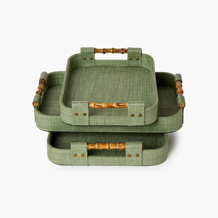 Monaco Green Faux Seagrass Tray